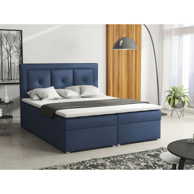 Manželská kontinentálna posteľ 180x200 GOSTORF 2 - tmavá modrá + topper ZDARMA