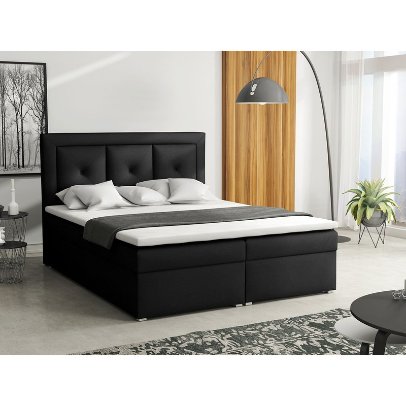 Manželská kontinentálna posteľ 160x200 GOSTORF 2 - čierna + topper ZDARMA