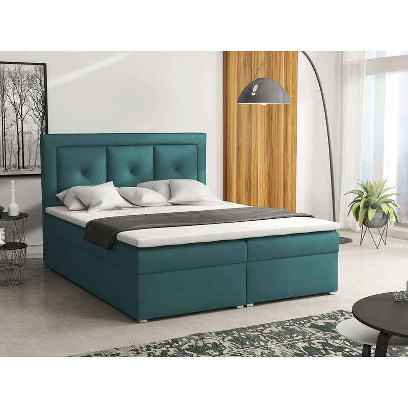 Manželská kontinentálna posteľ 160x200 GOSTORF 2 - modrá + topper ZDARMA