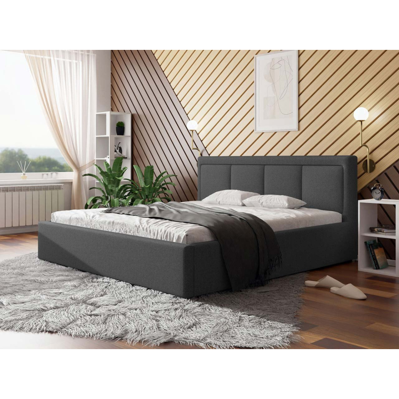 Manželská posteľ s úložným priestorom a roštom 180x200 GOSTORF 3 - tmavá šedá