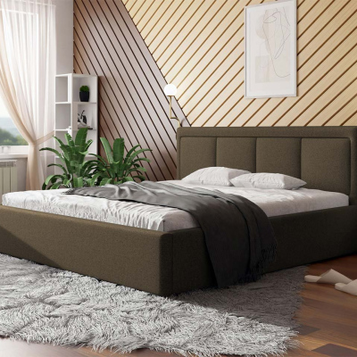 Manželská posteľ s úložným priestorom a roštom 180x200 GOSTORF 3 - hnedá