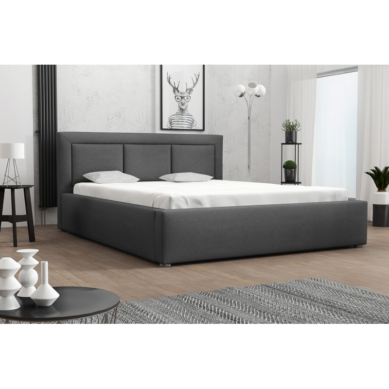 Manželská posteľ s úložným priestorom a roštom 160x200 GOSTORF 3 - tmavá šedá