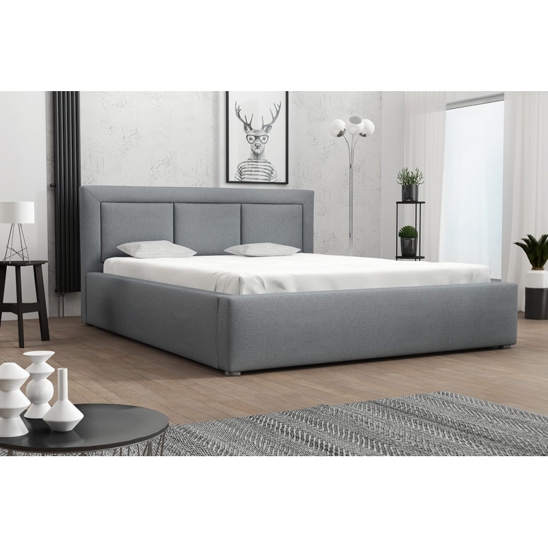 Manželská posteľ s úložným priestorom a roštom 160x200 GOSTORF 3 - svetlá šedá