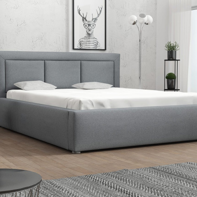 Manželská posteľ s úložným priestorom a roštom 140x200 GOSTORF 3 - svetlá šedá