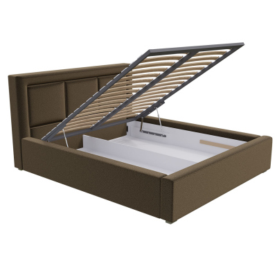 Manželská posteľ s úložným priestorom a roštom 200x200 GOSTORF 3 - tmavá šedá
