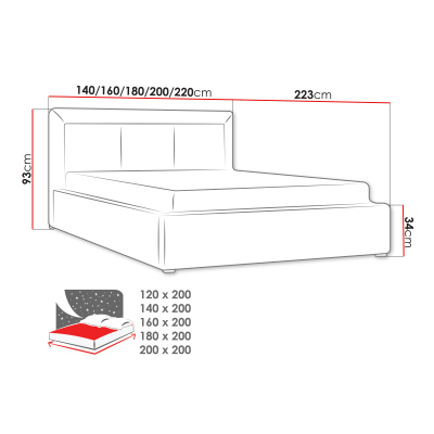 Manželská posteľ s úložným priestorom a roštom 180x200 GOSTORF 3 - hnedá