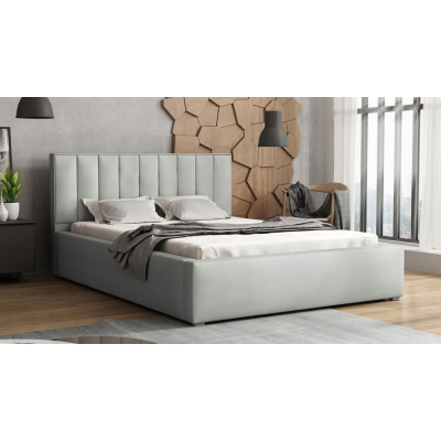 Manželská posteľ s úložným priestorom a roštom 200x200 TARNEWITZ 2 - svetlá šedá