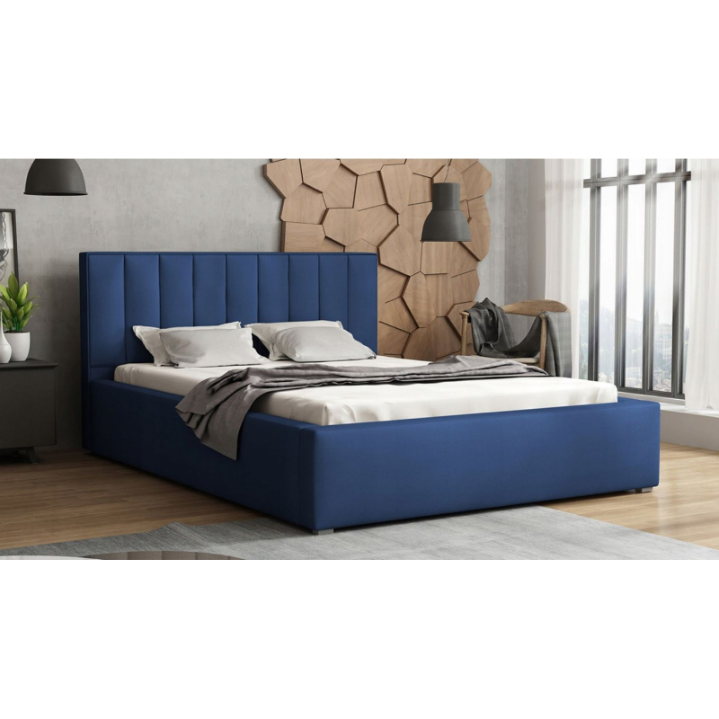 Manželská posteľ s úložným priestorom a roštom 160x200 TARNEWITZ 2 - tmavá modrá