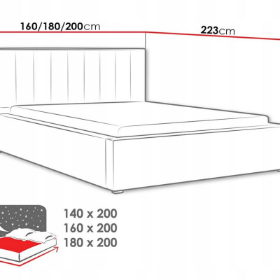 Manželská posteľ s úložným priestorom a roštom 200x200 TARNEWITZ 2 - šedá 2