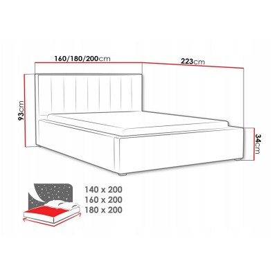 Manželská posteľ s úložným priestorom a roštom 160x200 TARNEWITZ 2 - šedá 2