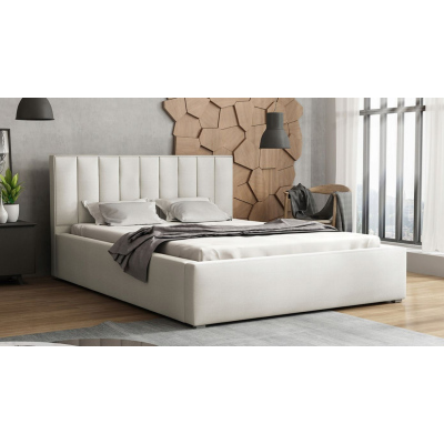 Manželská posteľ s úložným priestorom a roštom 140x200 TARNEWITZ 2 - krémová