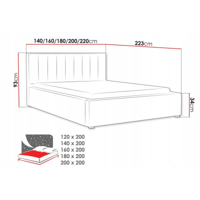 Manželská posteľ s úložným priestorom a roštom 140x200 TARNEWITZ 2 - čierna