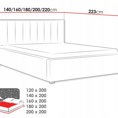 Manželská posteľ s úložným priestorom a roštom 140x200 TARNEWITZ 2 - šedá 1