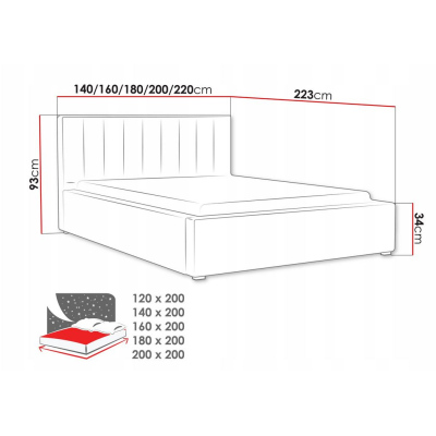 Manželská posteľ s úložným priestorom a roštom 140x200 TARNEWITZ 2 - šedá 1