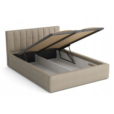 Jednolôžková posteľ s úložným priestorom a roštom 120x200 TARNEWITZ 2 - krémová
