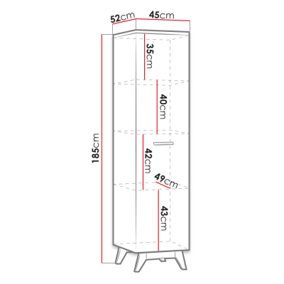 Úzka šatníková skriňa 45 cm PADBORG - borovica andersen / dub nash