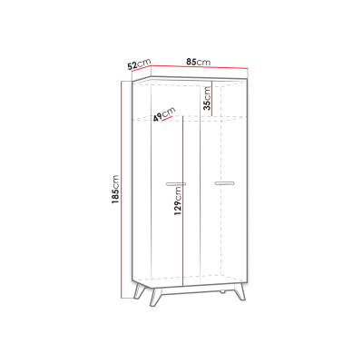 Šatníková skriňa 85 cm PADBORG - borovica andersen / dub nash