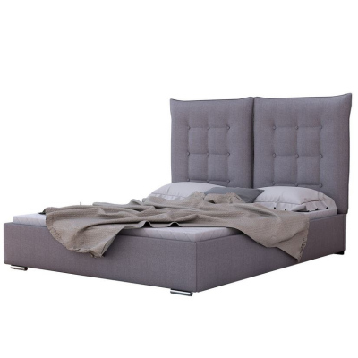Čalúnená posteľ s vysokým čelom a úložným priestorom 140x200 DASSOW - hnedá