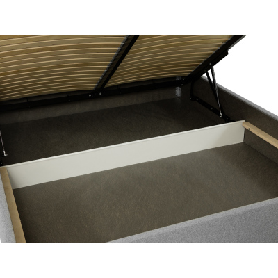Čalúnená posteľ s vysokým čelom a úložným priestorom 160x200 DASSOW - béžová