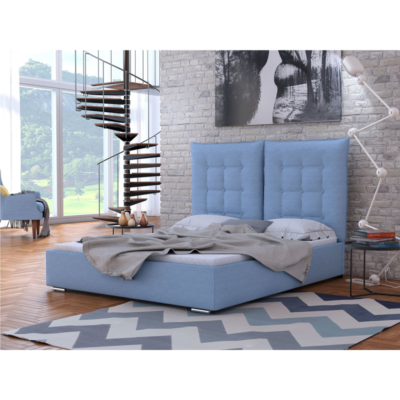 Čalúnená posteľ so sklápacím čelom a roštom 180x200 DASSOW - modrá