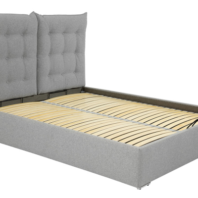 Čalúnená posteľ so sklápacím čelom a roštom 140x200 DASSOW - tmavá šedá