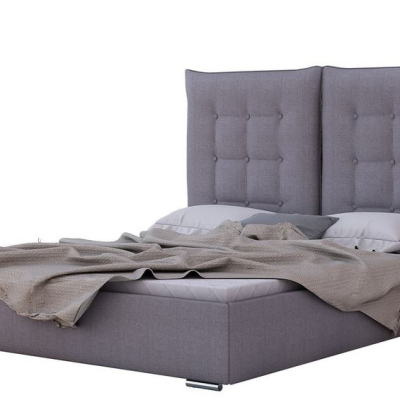 Čalúnená posteľ s vysokým sklápacím čelom 180x200 DASSOW - šedá