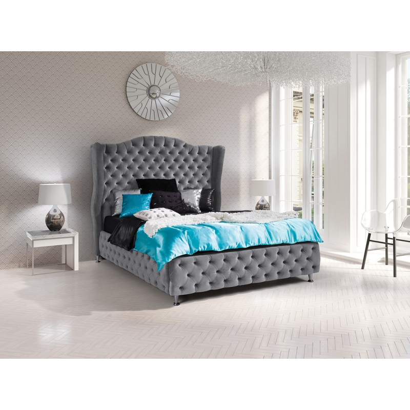 Čalúnená manželská posteľ 180x200 PLON - svetlá šedá