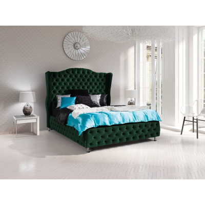 Čalúnená manželská posteľ 160x200 PLON - zelená