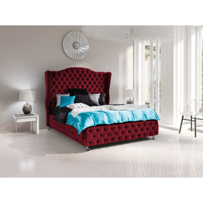 Čalúnená manželská posteľ 140x200 PLON - červená