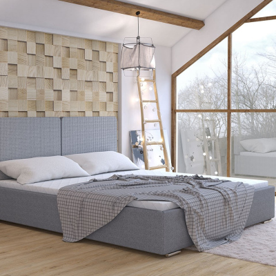 Čalúnená manželská posteľ s úložným priestorom 180x200 WILSTER - šedá / modrá