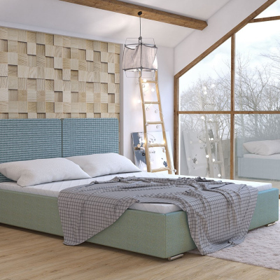 Čalúnená manželská posteľ s roštom 160x200 WILSTER - šedá / zelená