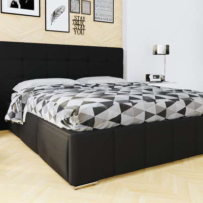 Manželská posteľ s úložným priestorom a roštom 160x200 MELDORF - čierna eko koža