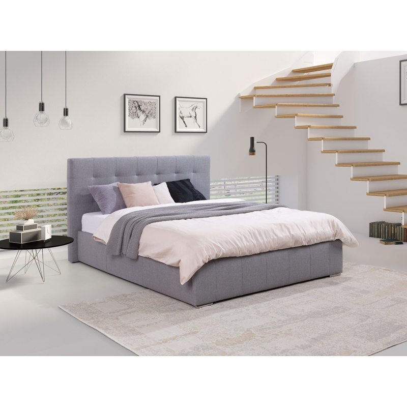 Manželská posteľ s úložným priestorom a roštom 140x200 MELDORF - svetlá šedá