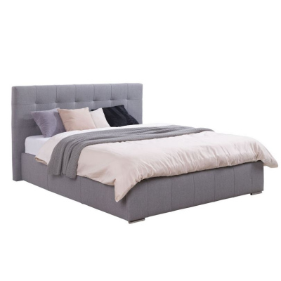Manželská posteľ s úložným priestorom a roštom 180x200 MELDORF - šedá eko koža