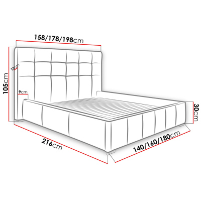 Manželská posteľ s úložným priestorom a roštom 180x200 MELDORF - šedá eko koža