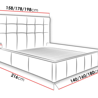 Manželská posteľ s úložným priestorom a roštom 180x200 MELDORF - svetlá šedá