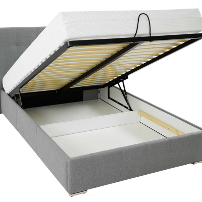 Manželská posteľ s úložným priestorom a roštom 180x200 MELDORF - svetlá šedá