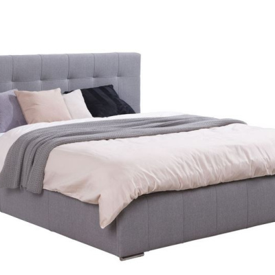 Manželská posteľ s úložným priestorom a roštom 140x200 MELDORF - svetlá šedá