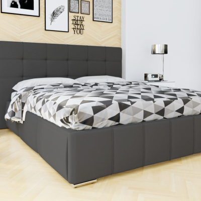 Manželská posteľ s roštom 160x200 MELDORF - šedá eko koža