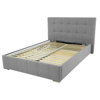 Manželská posteľ s roštom 140x200 MELDORF - šedá eko koža