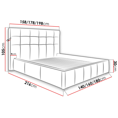 Manželská posteľ s roštom 140x200 MELDORF - svetlá šedá