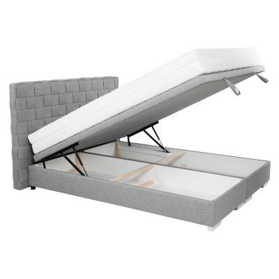 Čalúnená manželská posteľ s úložným priestorom 140x200 MARNE 2 - šedá