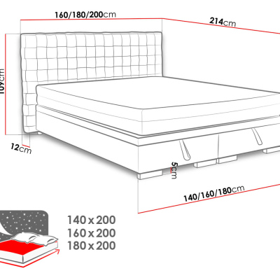 Kontinentálna manželská posteľ 140x200 EUTIN 2 - šedá