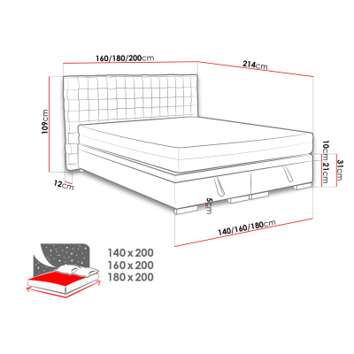 Kontinentálna manželská posteľ 160x200 EUTIN 2 - šedá