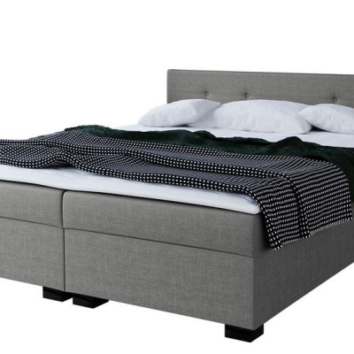 Čalúnená manželská posteľ 160x200 WERDY - šedá + topper ZDARMA