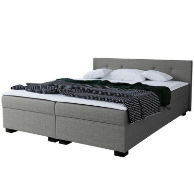 Čalúnená manželská posteľ 160x200 WERDY - šedá + topper ZDARMA