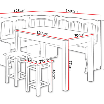 Rohová jedálenská zostava NOTULN 2 - jelša