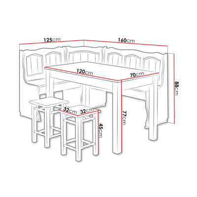 Rohová jedálenská zostava NOTULN 2 - jelša