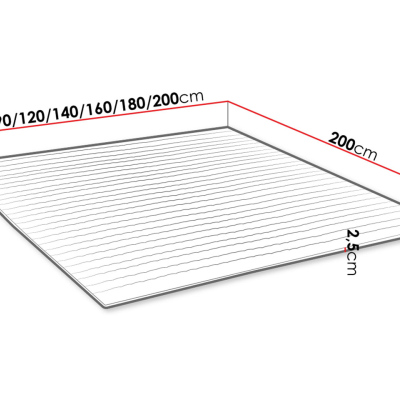 Boxpsringová posteľ s LED osvetlením 180x200 DELBIN - šedá + topper ZDARMA