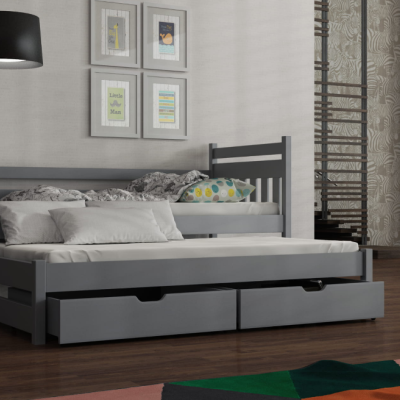 Detská posteľ s prístelkou DEBRA - 80x180, šedá
